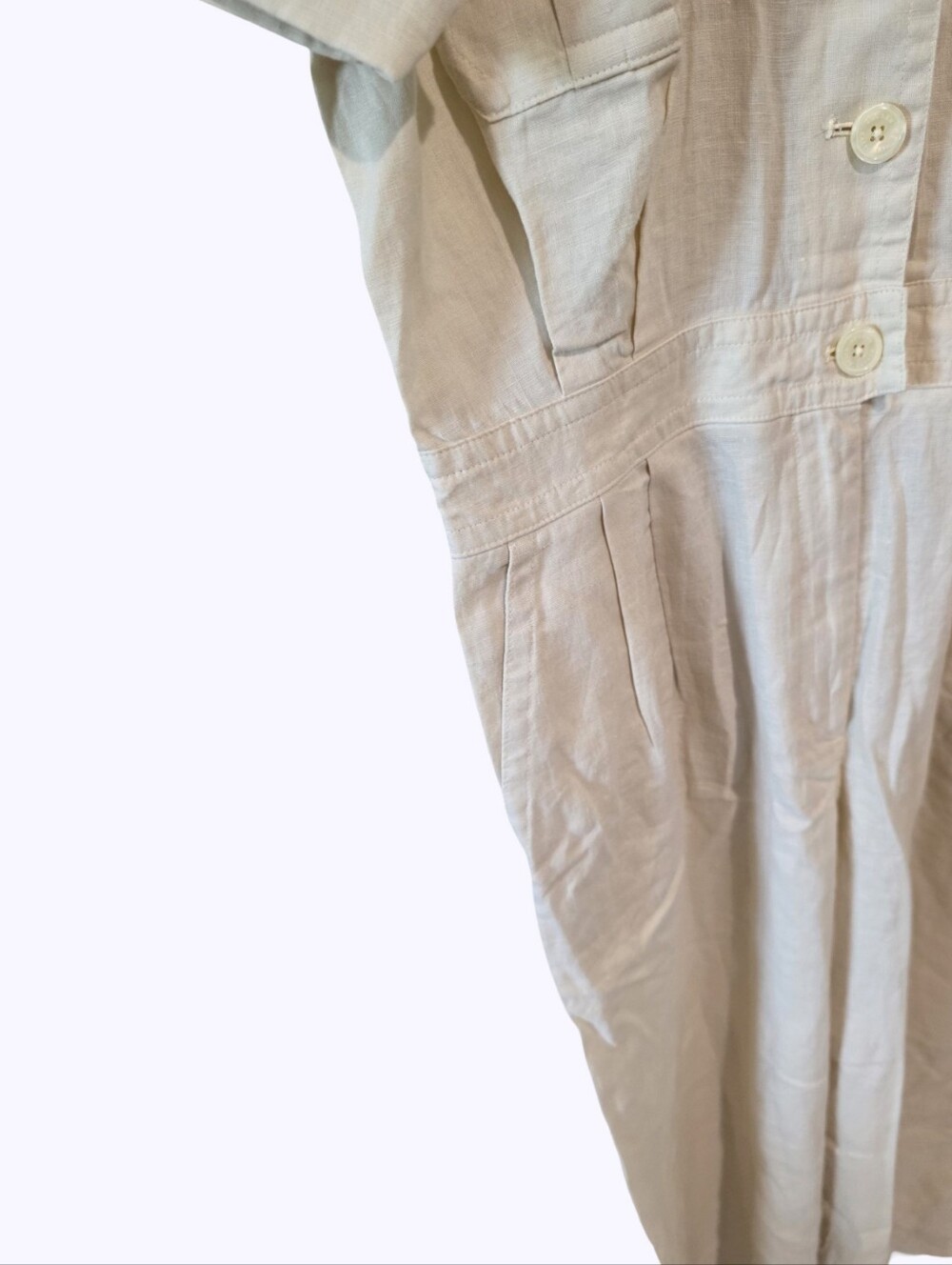 Lauren Ralph Lauren Cream Linen Blend Embroidered Utility Jumpsuit Wide Leg NEW - Picture 8 of 14